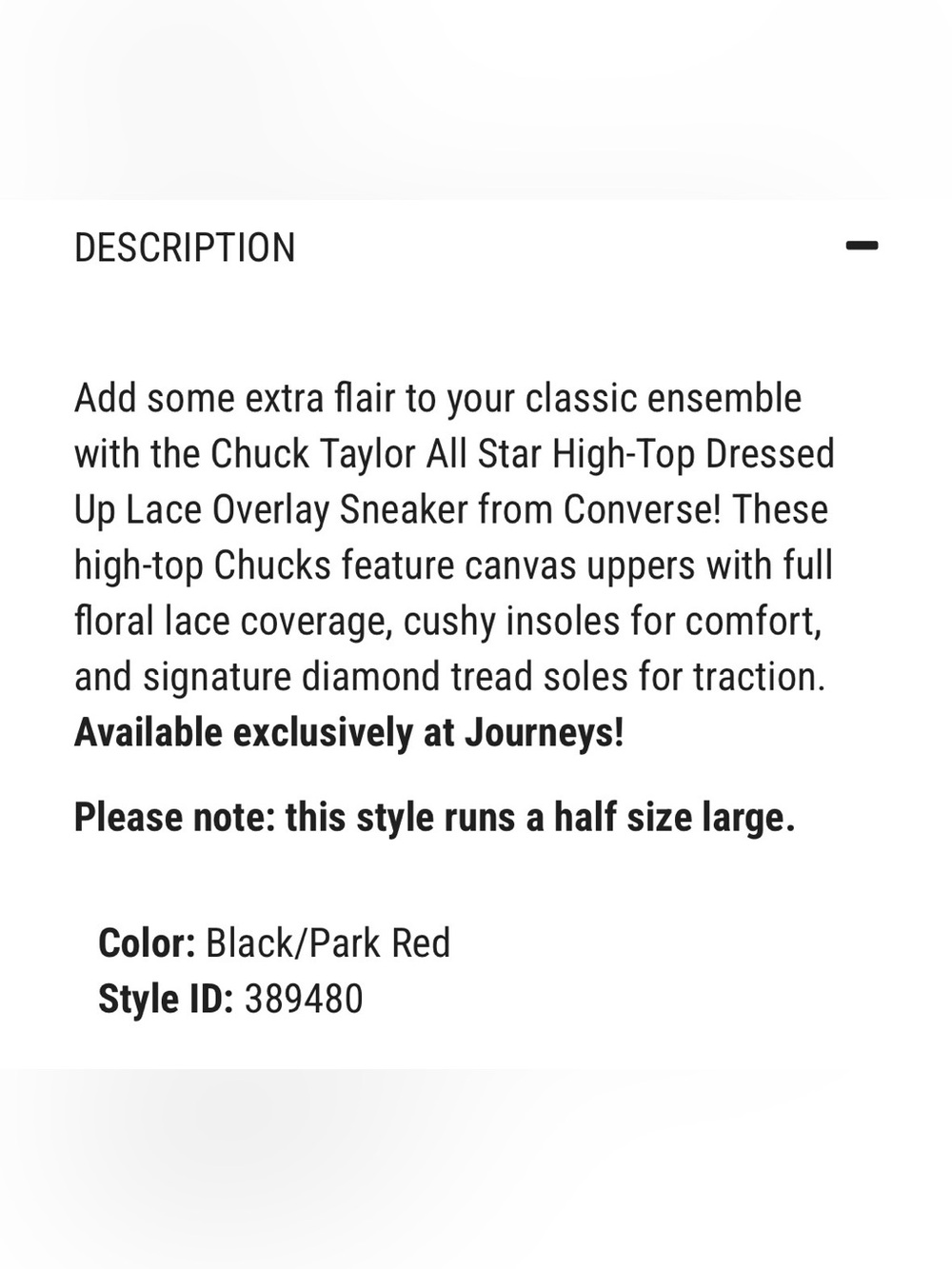 Chuck Taylor All Star High Top Dressed Up Lace Overlay Sneaker Black/Park Red - Picture 11 of 12